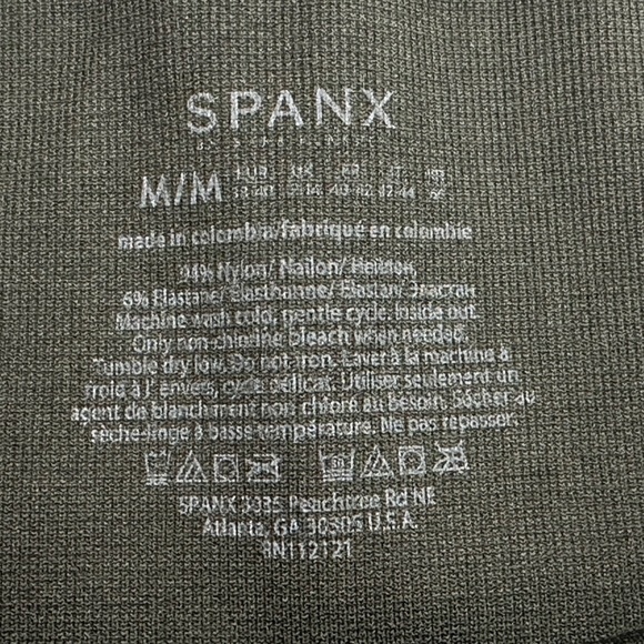 Spanx Look At Me Now Leggings Size Medium Green Camo High Waisted Shaping - Picture 3 of 6